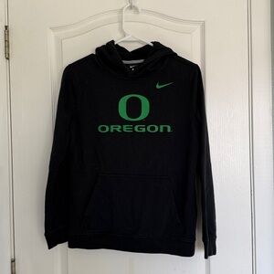 Nike Black Hoodie with Green Oregon Logo Ducks